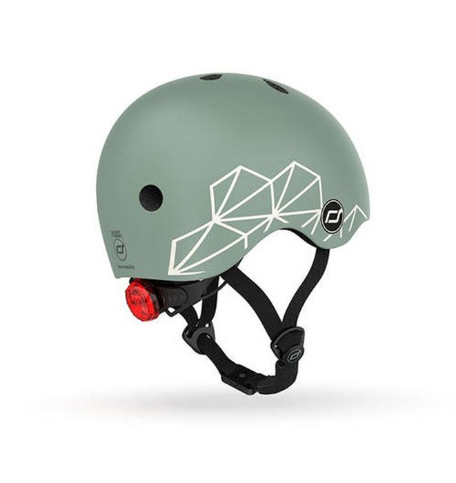 SCOOTANDRIDE Dziecięcy kask XXS-S 1-5 lat światło LED magnetyczne zapięcie Green Lines