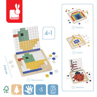 Układanka dla dzieci 4w1 Symetria kodowanie mozaika i piksele Janod