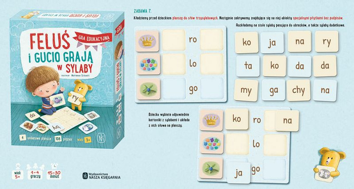 Edukacyjna gra językowa Feluś i Gucio grają w sylaby Nasza Księgarnia