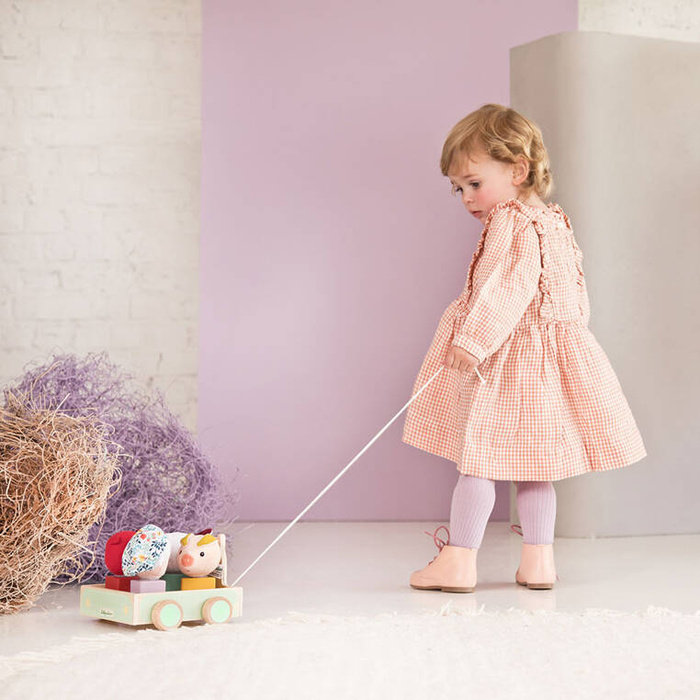 Drewniany wózek do ciągnięcia Wilk Louis LILLIPUTIENS