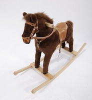 Brązowy mały koń na biegunach dla najmłodszych Makar