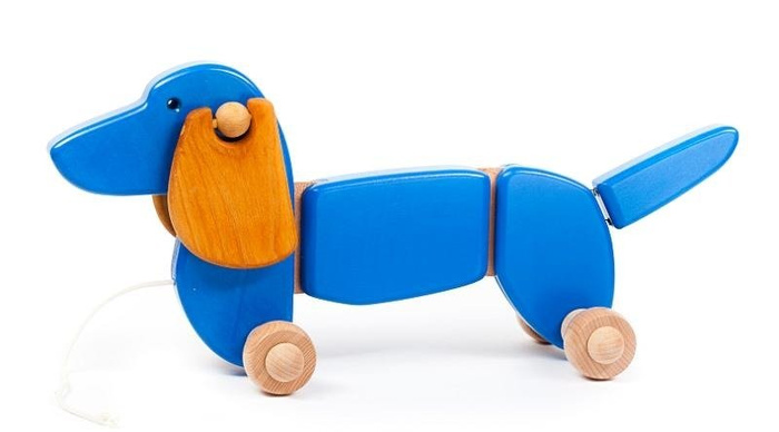 Zabawka na sznureczku. Czerwony jamnik, BAJO