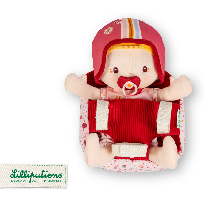 Lalka Lena z akcesoriami w foteliku rowerowym Lilliputiens