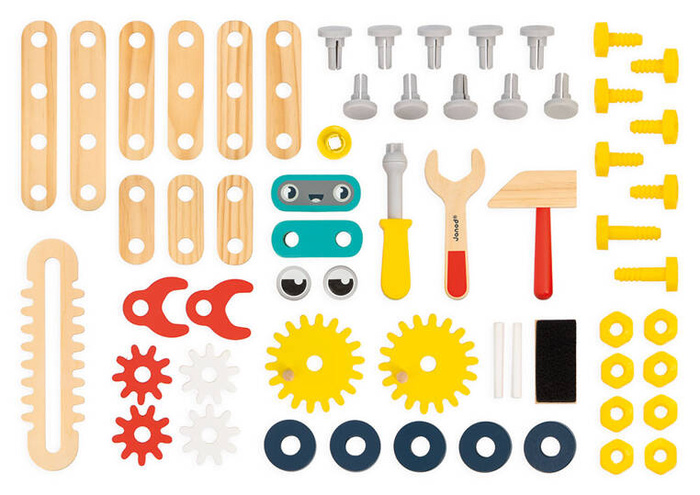 Drewniany stół warsztatowy dla małego majsterkowicza Robot Brico Kids Janod