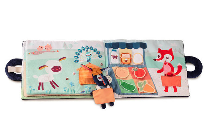 Materiałowa edukacyjna książeczka z mini przytulanką Osiołek Ignace Lilliputiens