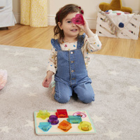 Drewniana układanka terapeutyczna dla dzieci kształty i emocje Peek & Explore – Shapes & Emotions B.Toys