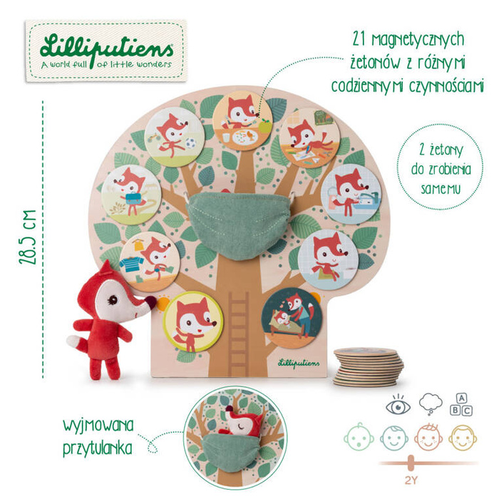 Drewniana tablica magnetyczna Mój dzień Lisiczka Alice Lilliputiens