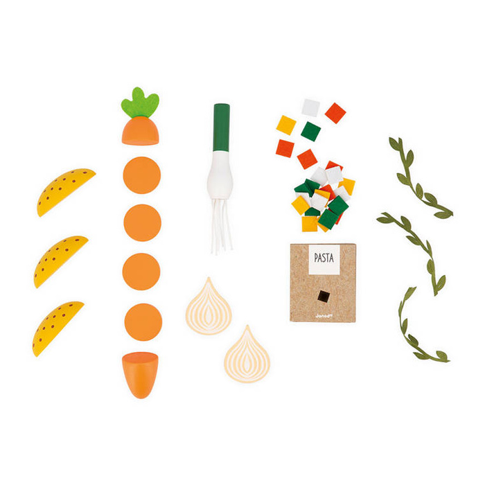 Gotowanie zupy z drewnianym blenderem i akcesoria Janod