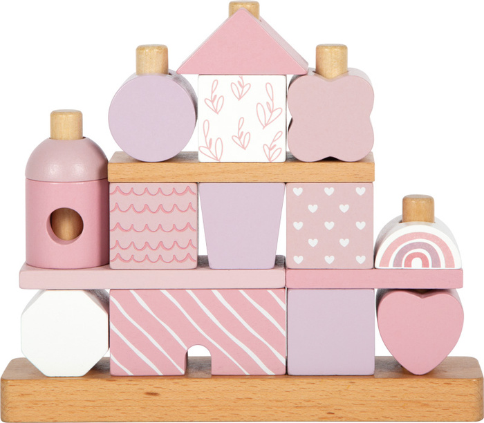 Klocki drewniane na palikach Różowy domek Small Foot