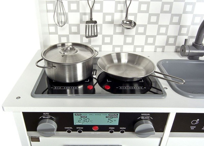 Drewniana kuchnia dla dzieci z akcesoriami dźwiękiem światłem New Styl biała