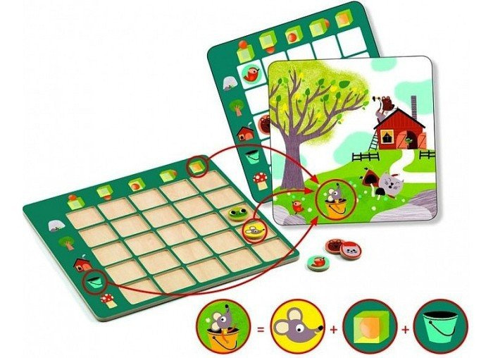 Drewniana gra edukacyjna. Przygody leśnych zwierzątek, Djeco, eduludo
