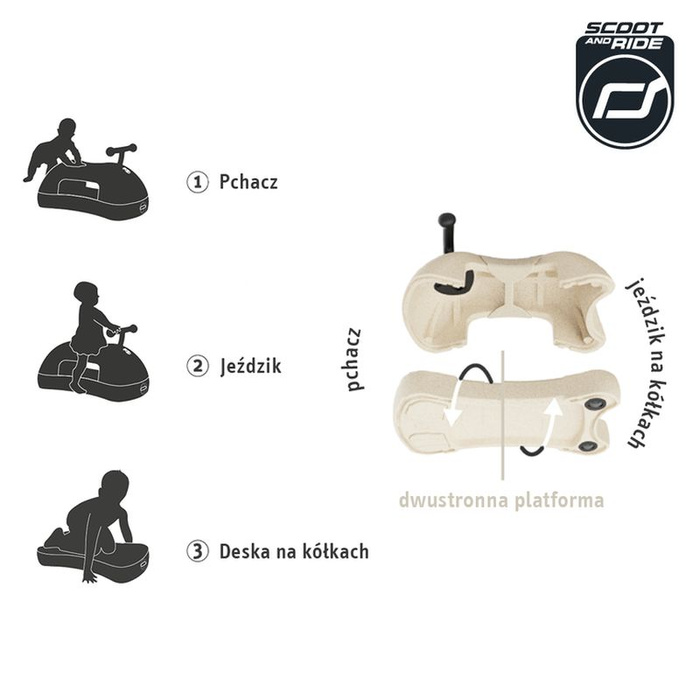 My First wielofunkcyjny jeździk pchacz dla dzieci 3 w1 Scootandride Sand