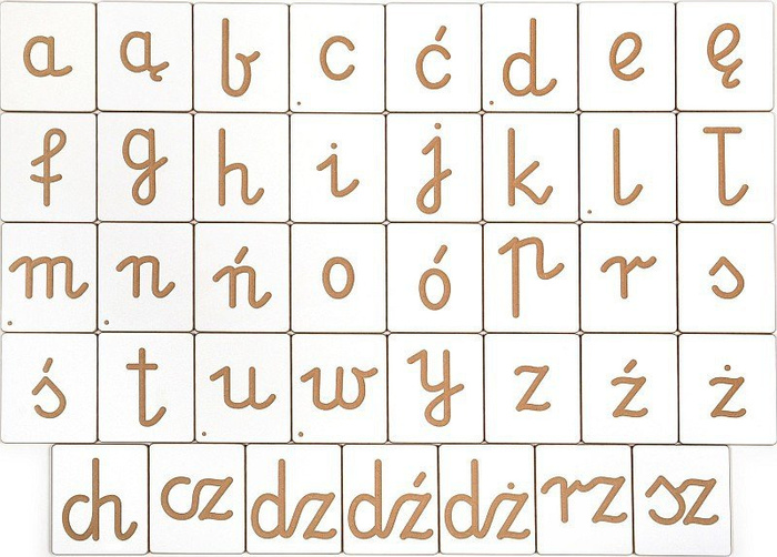 Alfabet polski pisany, przestrzenne litery i cyfry, Pilch