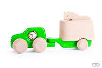 Drewniany samochód. Toyota z przyczepą dla konia, Bajo