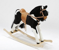 Czarno- biały koń na biegunach dla dzieci Wezyr