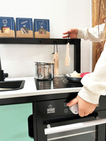 Czarna kuchnia z drewna dla dzieci industrialna Small Foot