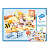 Zestaw naklejek dla dzieci wielokrotnego użytku Pojazdy Djeco