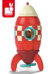 Magnetyczna, drewniana rakieta z małym astronautą, Janod
