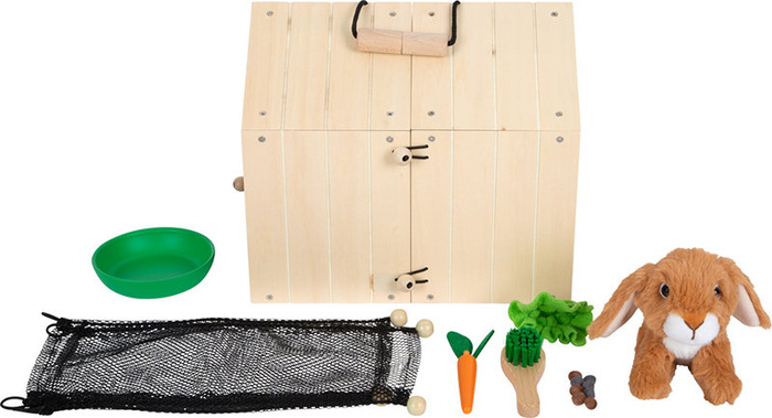 Pluszowy królik w drewnianym domku z wybiegiem Small Foot