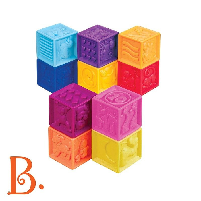 Miękkie klocki 10 el. squeeze B.toys
