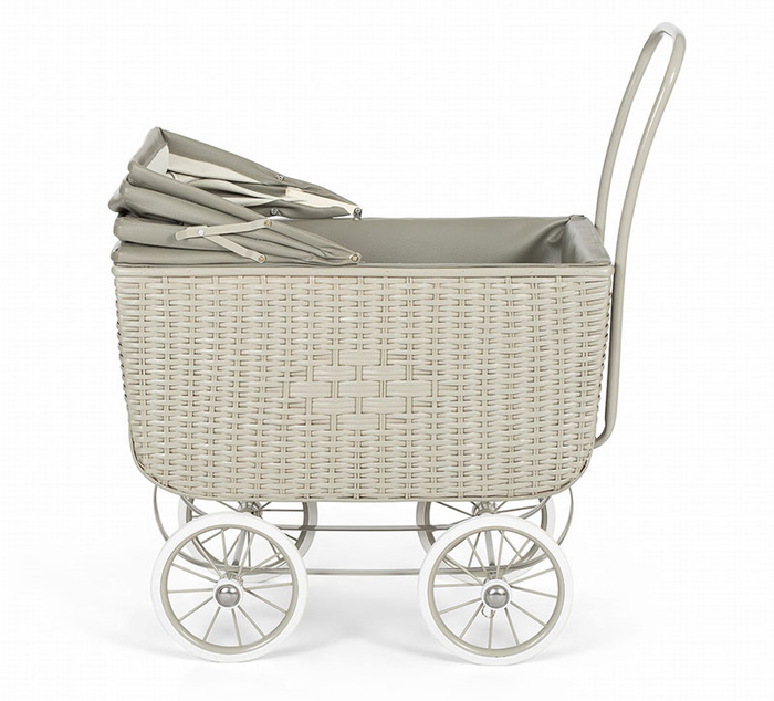 Wózek zabawkowy Doll Pram Retro Rattan Grey Astrup