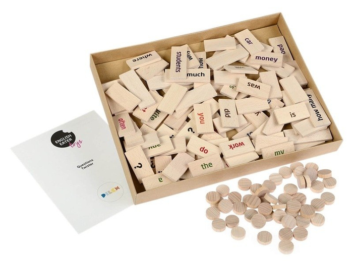 Drewniana gra planszowa dla dzieci Znajome pytania English Eater Pilch