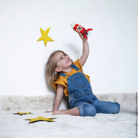 Magnetyczna, drewniana rakieta z małym astronautą, Janod