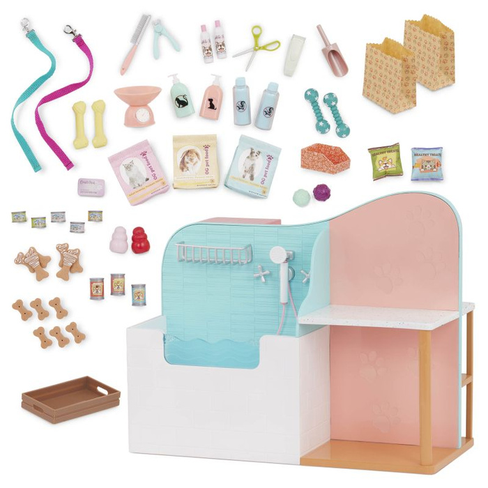 Groomer salon pielęgnacji zwierząt ze sklepem Happy Tails Care Center Our Generation