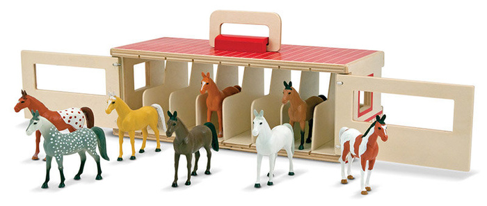 Drewniana Stajnia dla dzieci z Figurkami Koni Melissa and Doug