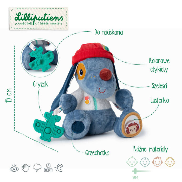 Przytulanka aktywizująca wielofunkcyjna Piesek Jules Lilliputiens