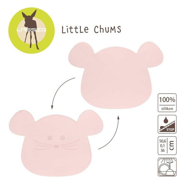 Silikonowa mata podkładka Little Chums Mysz różowa Lassig