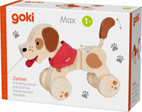 Drewniany piesek Max zabawka do ciągnięcia Goki