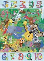 Puzzle kartonowe gigant ,,Dżungla 1 do 10"z łamigłówką 54 el Djeco