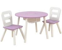 Okrągły stolik dla dzieci z 2 krzesłami do zabawy KidKraft – lawendowy