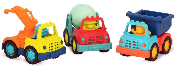 Pakiet 3 pojazdów budowlanych z figurkami kierowców Happy Cruisers B.Toys