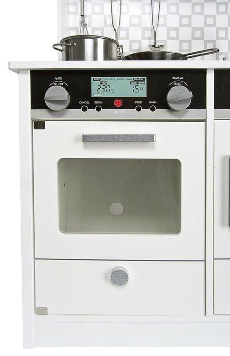 Drewniana kuchnia dla dzieci z akcesoriami dźwiękiem światłem New Styl biała