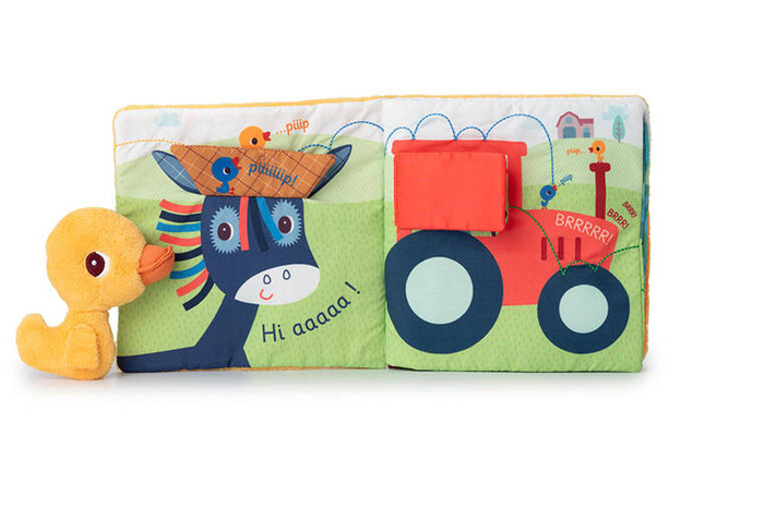 Książeczka aktywizująca z mini-przytulanką Na farmie Kaczorek Gaspard Lilliputiens