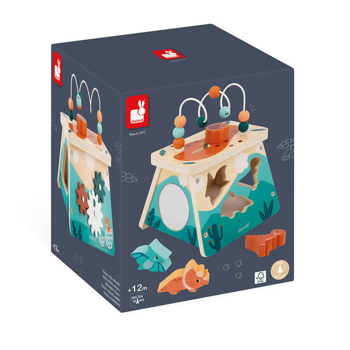 Kostka edukacyjna drewniana wulkan Dinozaury Janod