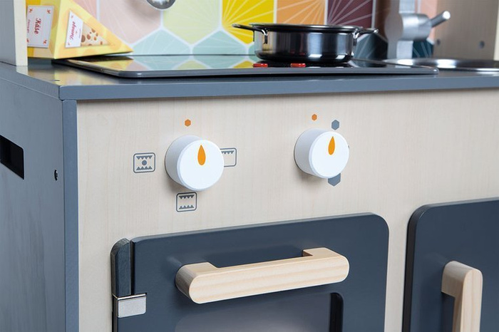 Duża drewniana kuchnia z dźwiękiem, światłem LED i 6 akcesoriami Mozaika 3-8 lat Janod