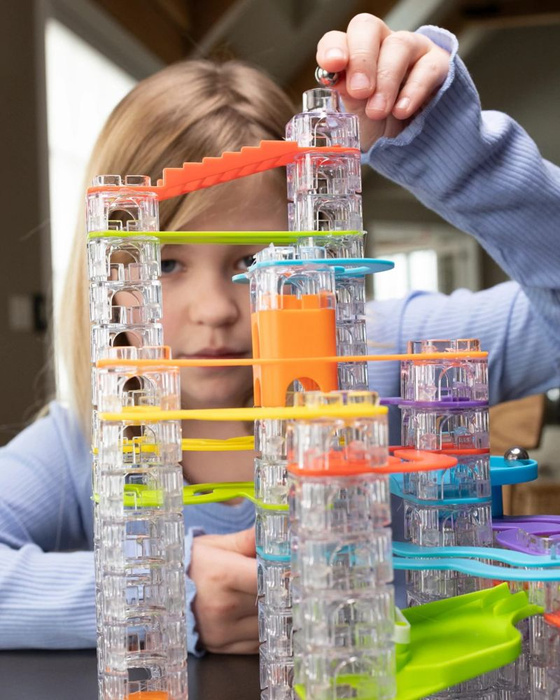 Interaktywny kulodrom dla dzieci Trestle Tracks Deluxe 124 elementy Zestaw Konstruktorski Fat Brain Toys