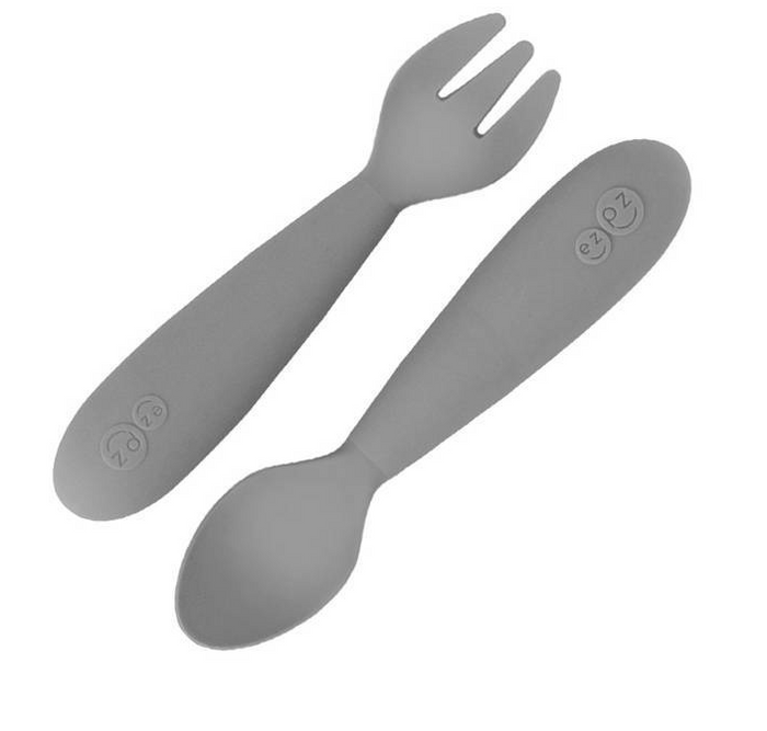 Komplet silikonowych sztućców Mini Utensils szary EZPZ