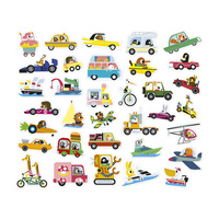 Naklejki wielorazowe dla dzieci na arkuszach 200 sztuk Pojazdy Janod