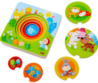 Drewniana układanka warstwowa Małe zwierzątka Haba