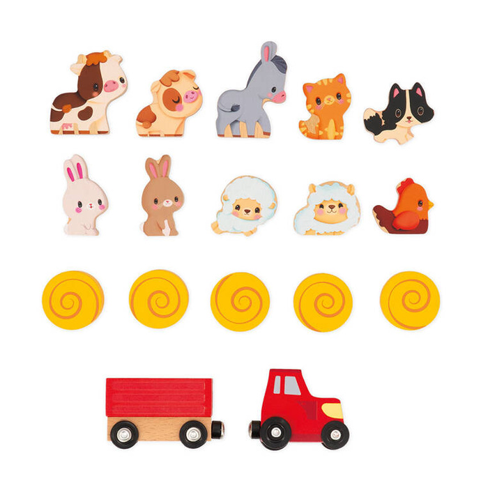 Drewniana farma z otwieranym dachem i figurkami Janod