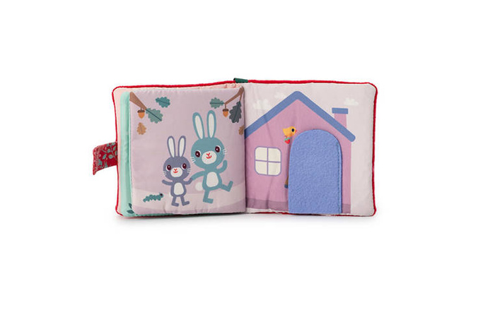 Materiałowa edukacyjna książeczka z mini gryzakiem Czerwony Kapturek LILLIPUTIENS