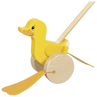 Drewniana zabawka na kiju do pchania kaczuszka Ellie Goki