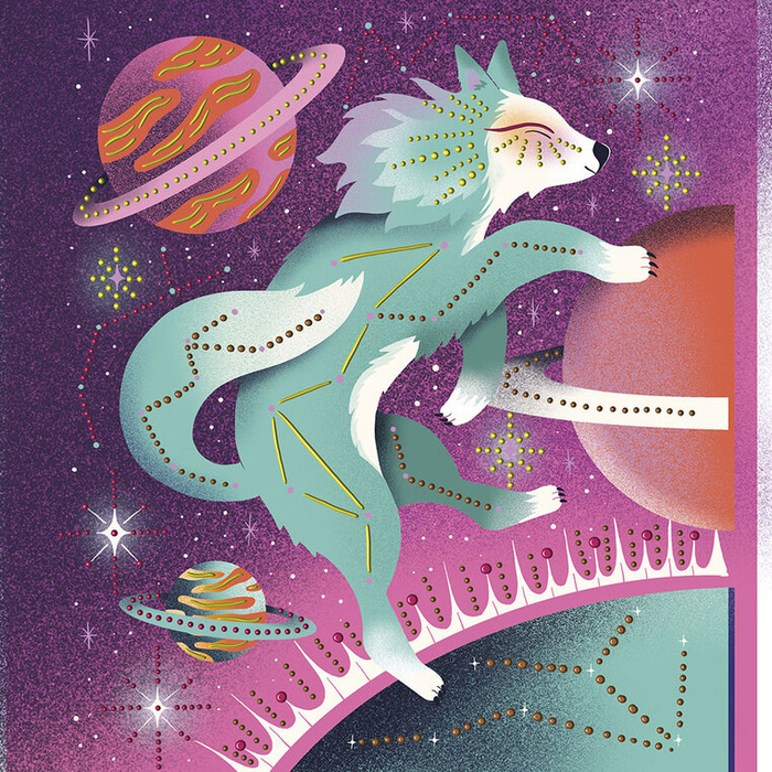 Malowanie kropkami Puentylizm 3D Kosmiczne zwierzęta Janod