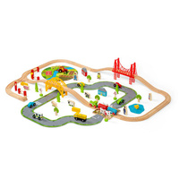 Kolejka drewniana z układem drogowym. Na wsi, Bigjigs Rail