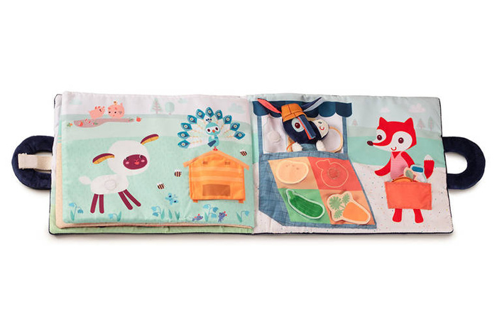 Materiałowa edukacyjna książeczka z mini przytulanką Osiołek Ignace Lilliputiens