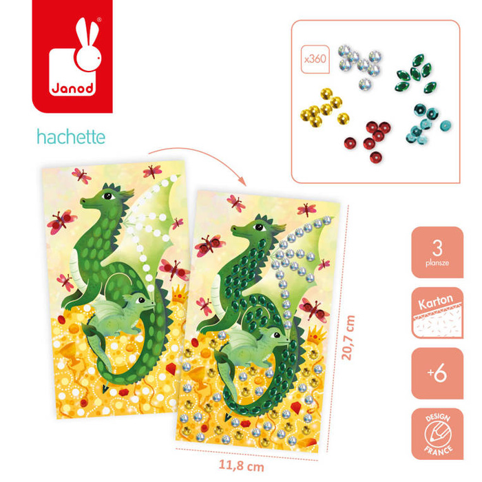 Artystyczny zestaw kreatywny Cekiny Smoki Janod